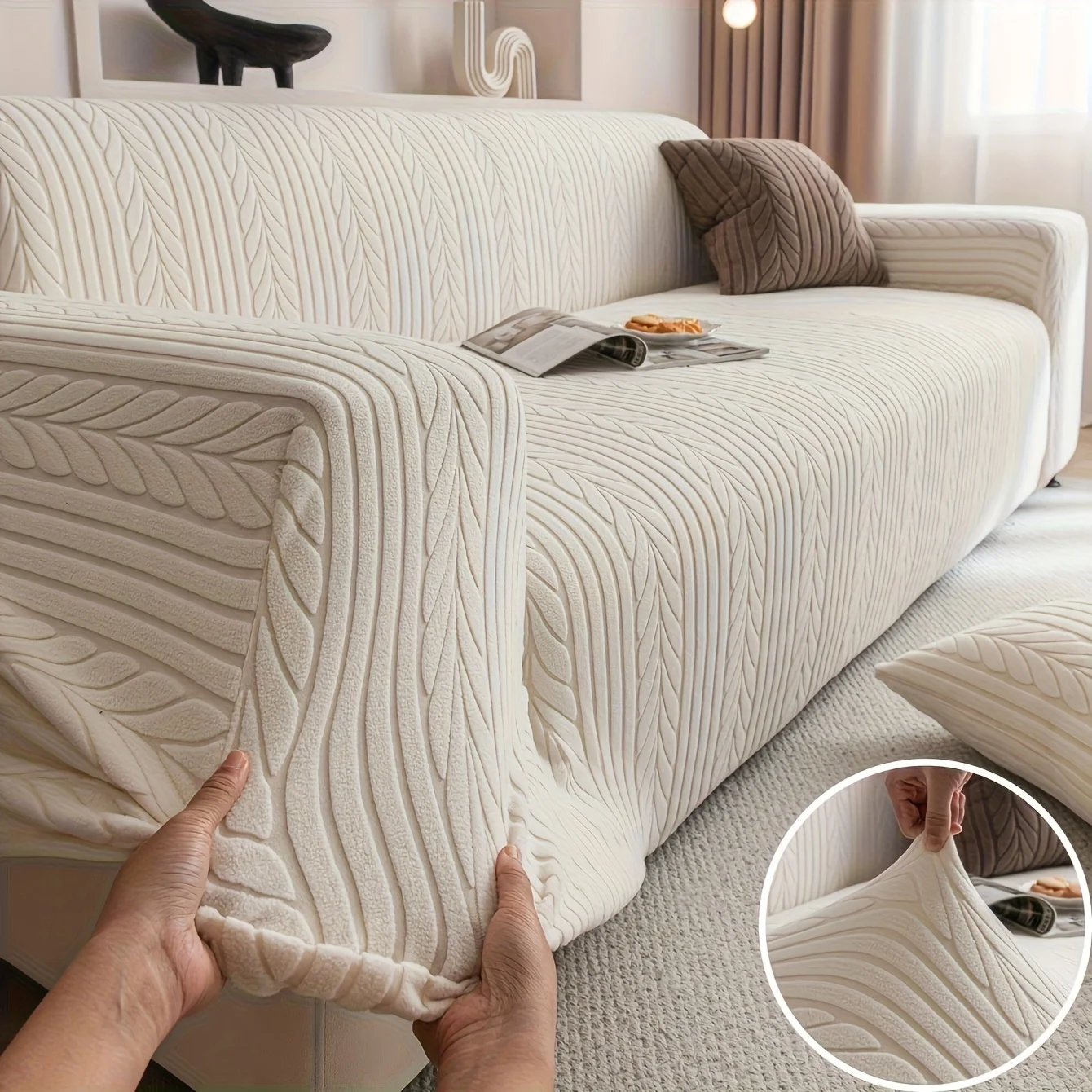 Outdoor Furniture Loveseat - us1 Striped Sofa Cover, Washable, Stretchy,