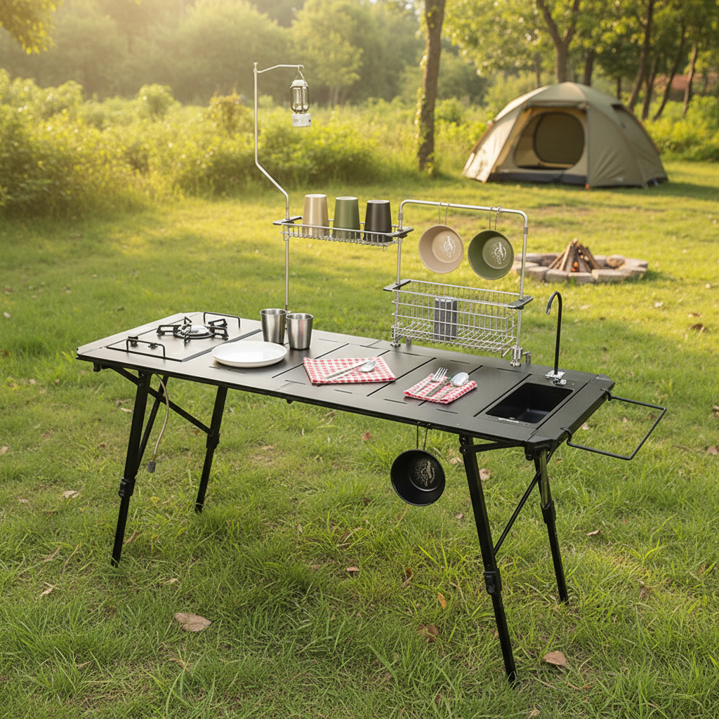 Folding Picnic Table - Portable Aluminum Alloy Igt Table Outdoor