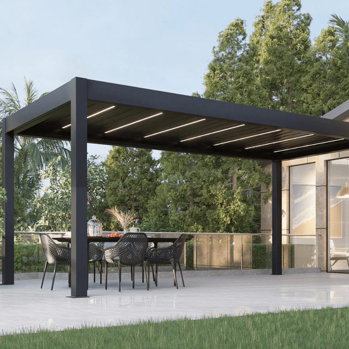 Outdoor Furniture Aluminum - Louvered Aluminum Pergola Adjustable Bioclimatic Gazebo