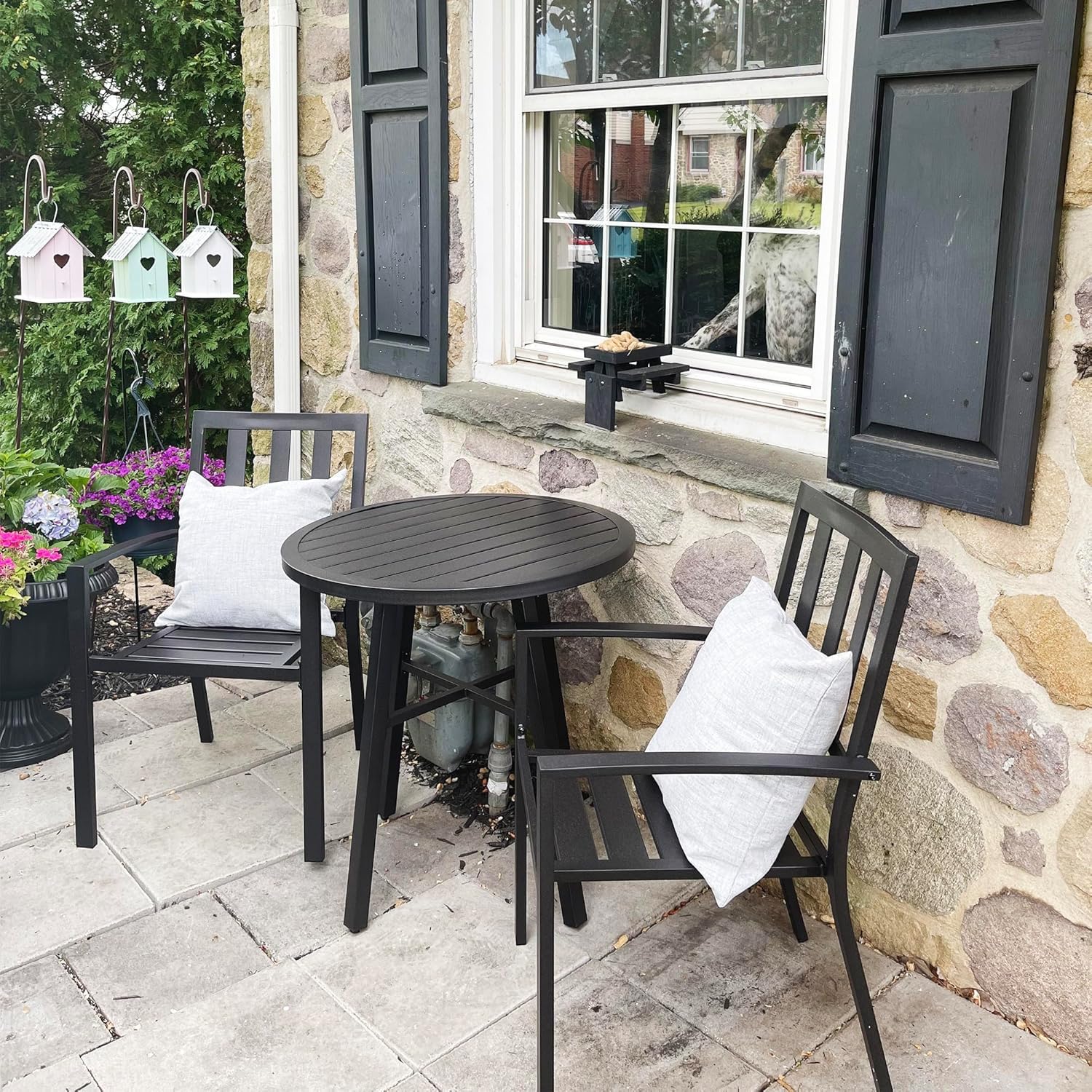 Outdoor Furniture Plans - 2-Pack Stackable Wrought-Iron Patio Chairs, All-Weather