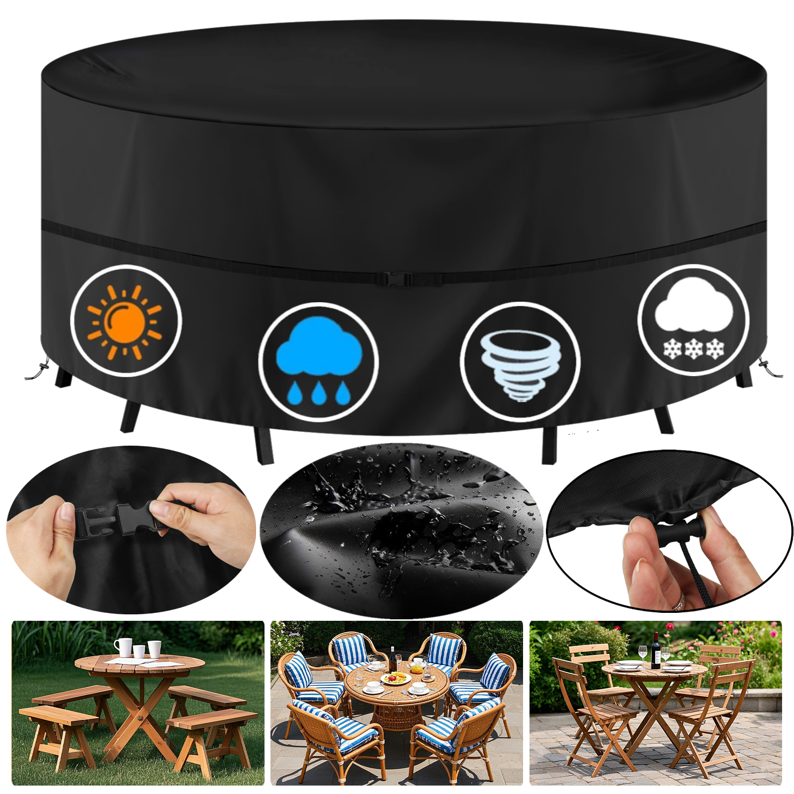 Outdoor Furniture Fabric Waterproof - Round Waterproof Garden Furniture Covers Outdoor