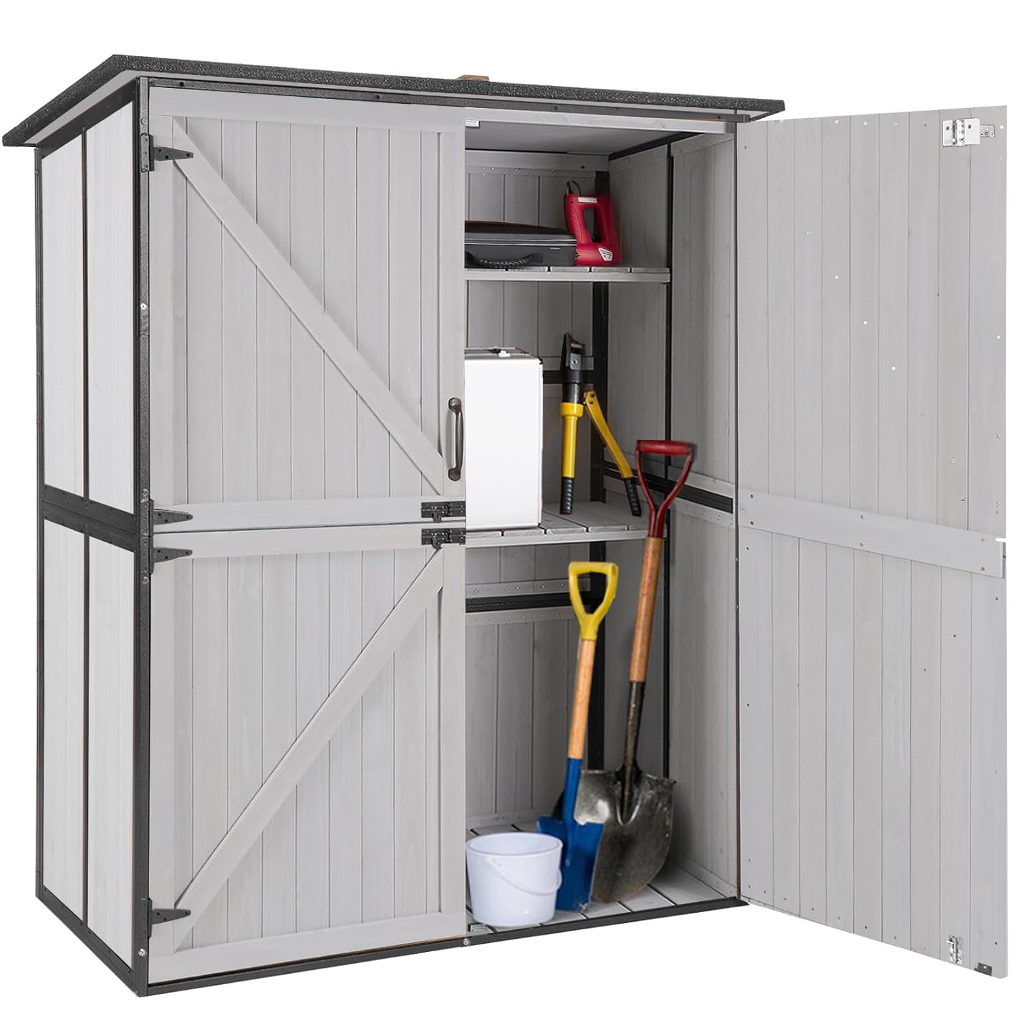 Outdoor Furniture Modern - Outdoor Cabinet Storage Shed with Metal