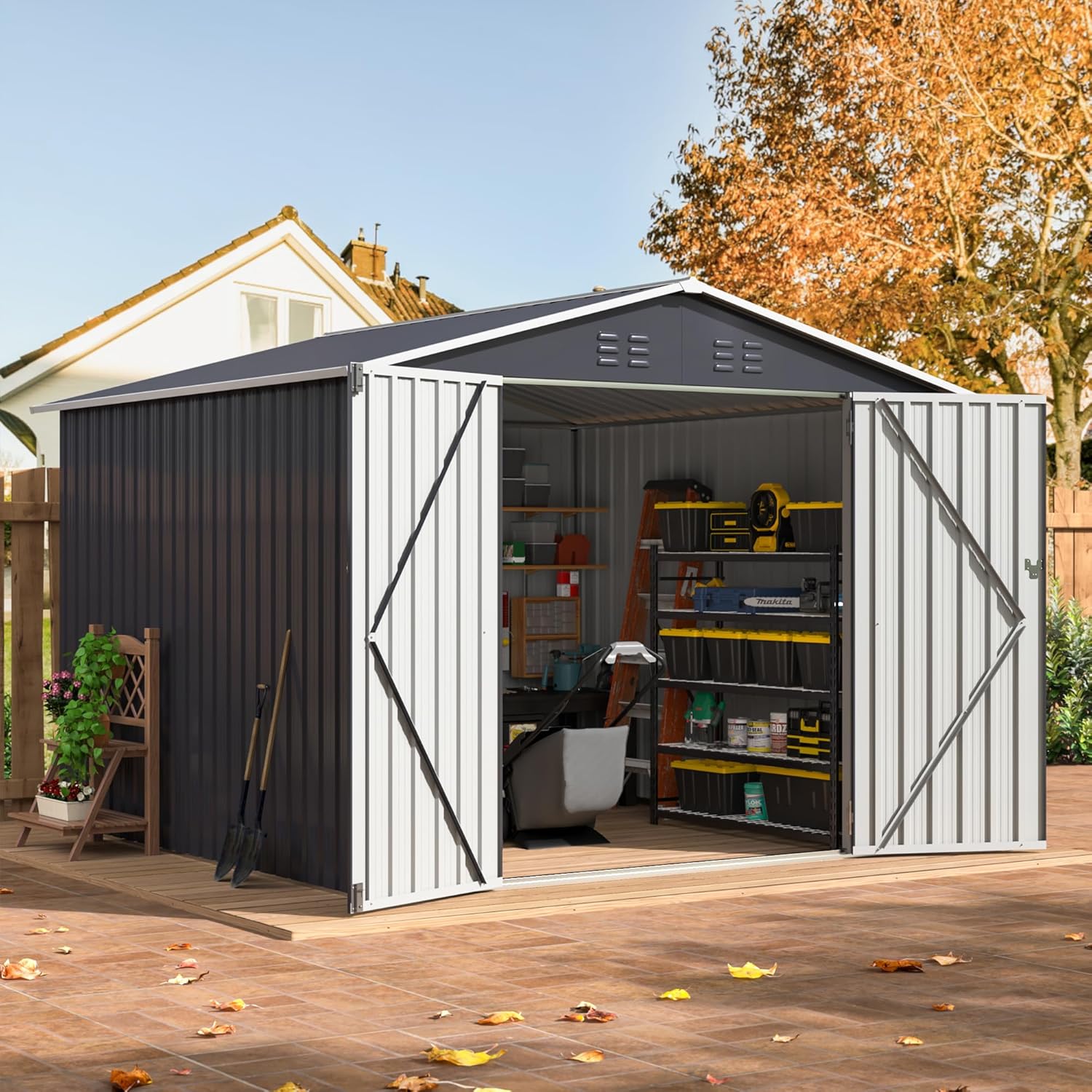 Outdoor Furniture Modern - 8x8 FT Outdoor Storage Shed, Utility