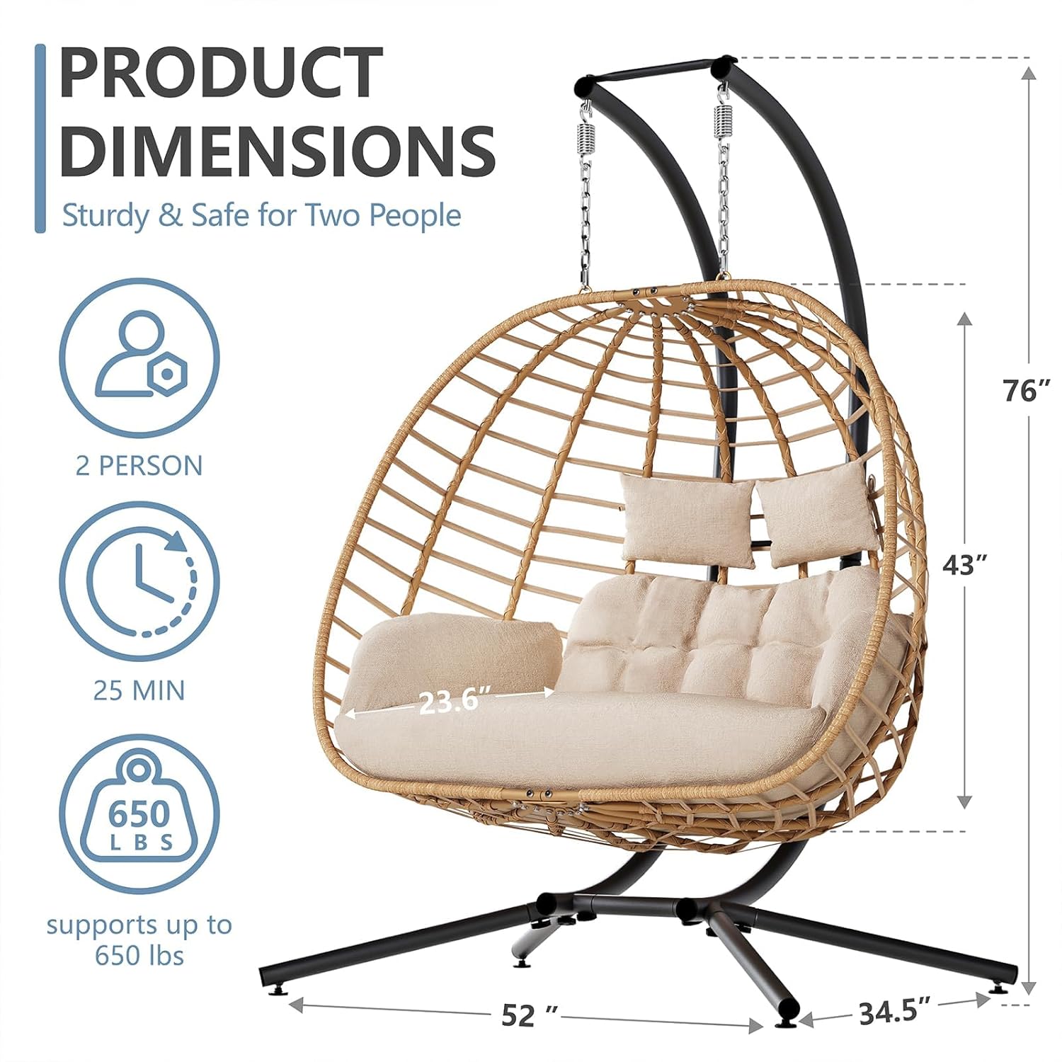 Double Hanging Egg Chair with  - Outdoor Furniture Loveseat recension och pris
