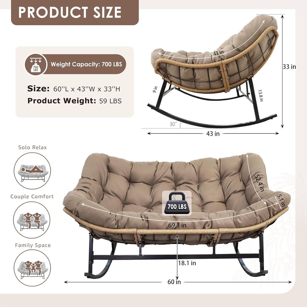 Double Rocking Chairs, Oversiz - Outdoor Furniture Loveseat recension och pris