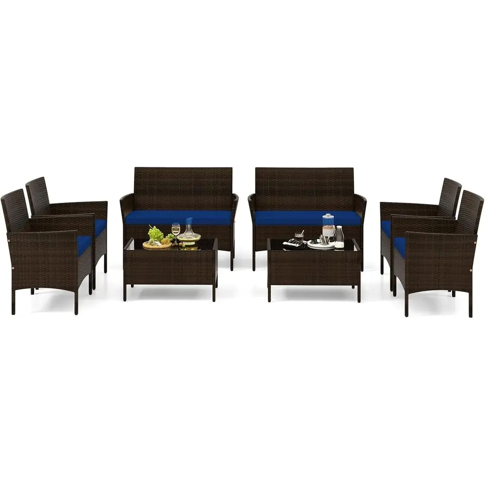 8-Piece Outdoor Rattan Patio F - Outdoor Furniture Loveseat recension och pris