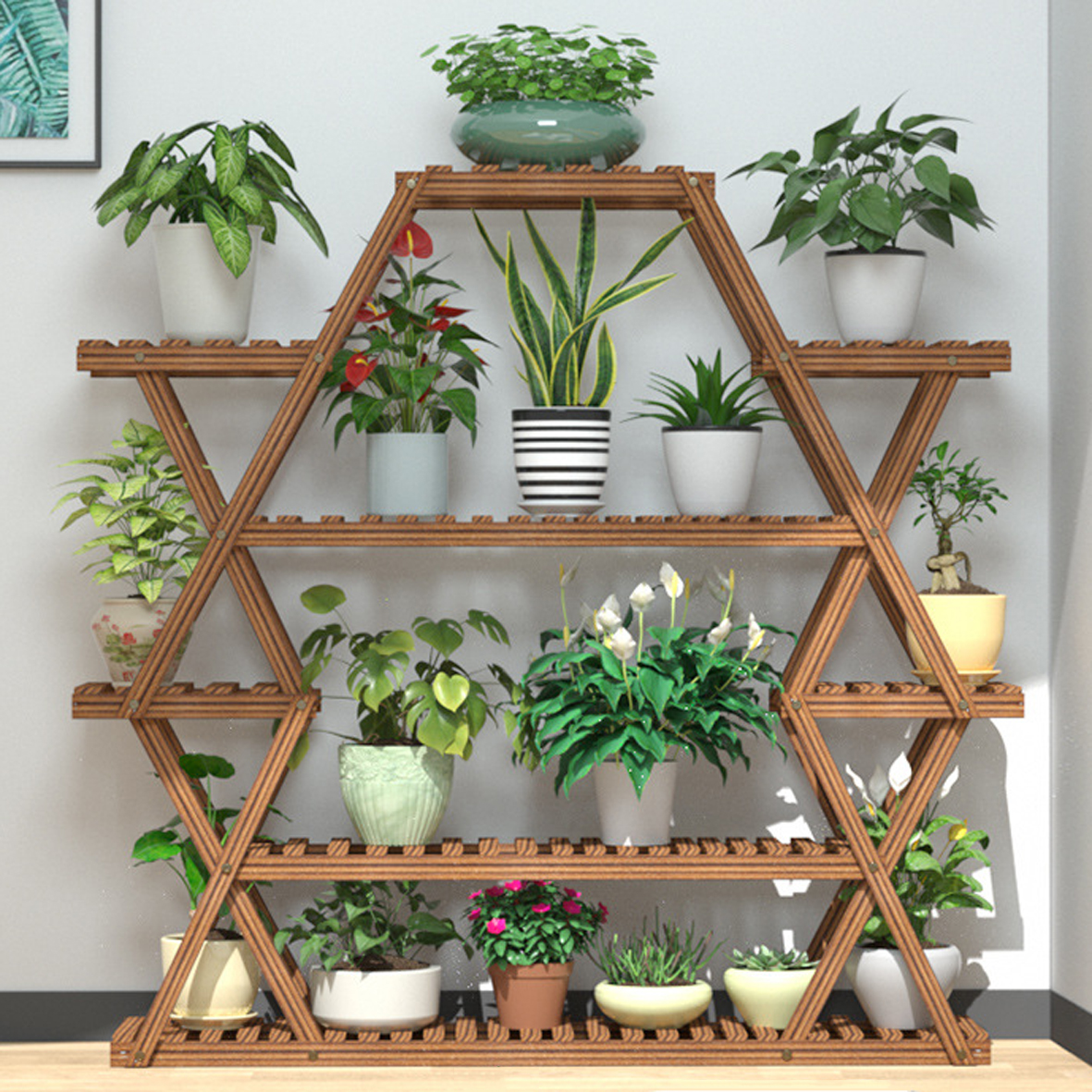 Large Triangular Wood Plant St - Outdoor Furniture Luxury recension och pris