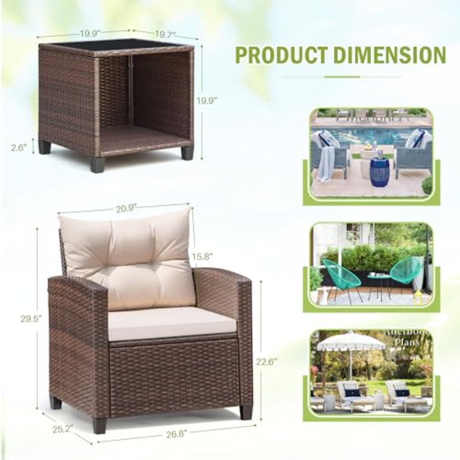 Devoko 3 Pieces Patio Furnitur - Outdoor Furniture Set recension och pris