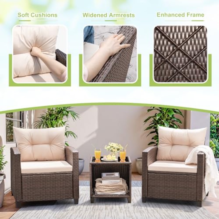 Devoko 3 Pieces Patio Furnitur - Outdoor Furniture Set recension och pris