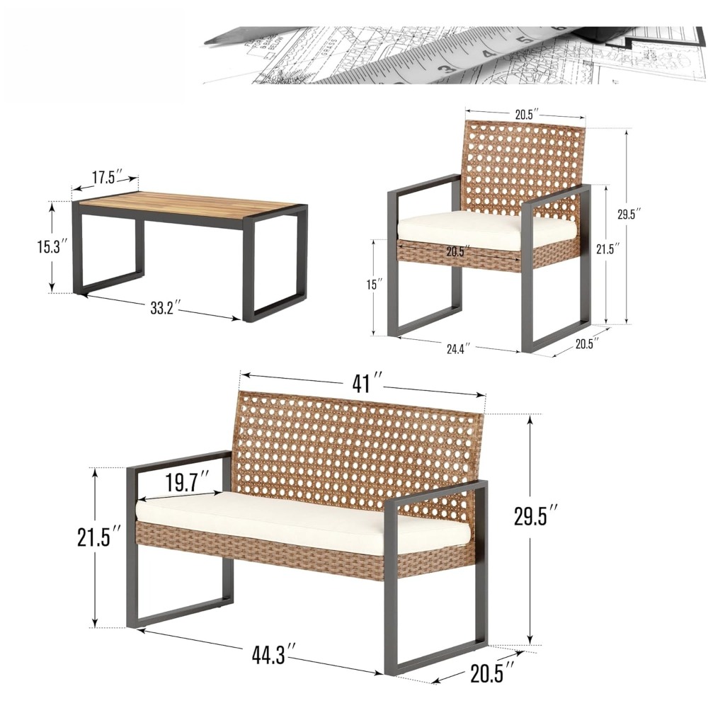 Patio Wicker Furniture Set for - Outdoor Furniture Loveseat recension och pris
