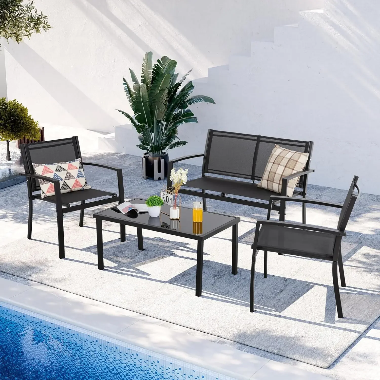 4 Pieces Patio Furniture Set A - Outdoor Furniture Loveseat recension och pris