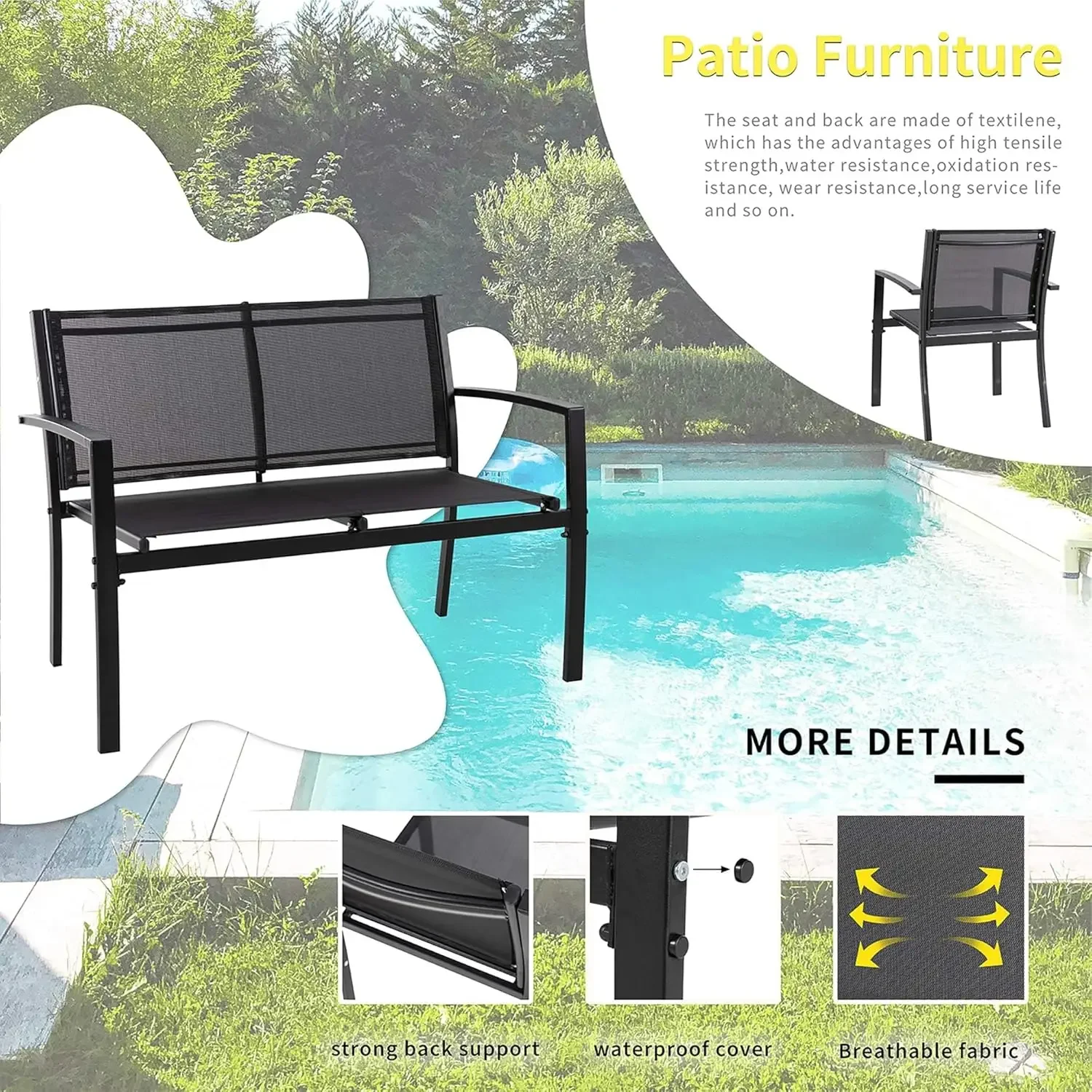 4 Pieces Patio Furniture Set A - Outdoor Furniture Loveseat recension och pris