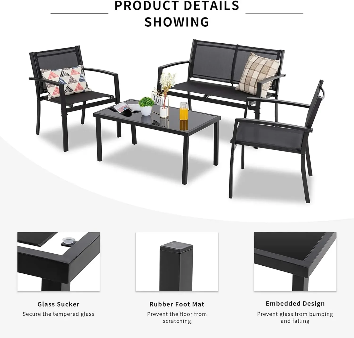 4 Pieces Patio Furniture Set A - Outdoor Furniture Loveseat recension och pris