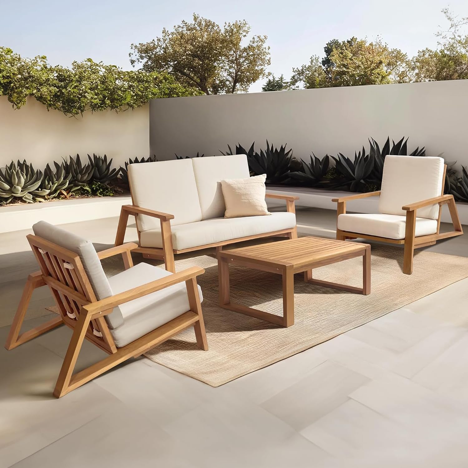4-Piece Deep Seating Teak Pati - Outdoor Furniture Loveseat recension och pris