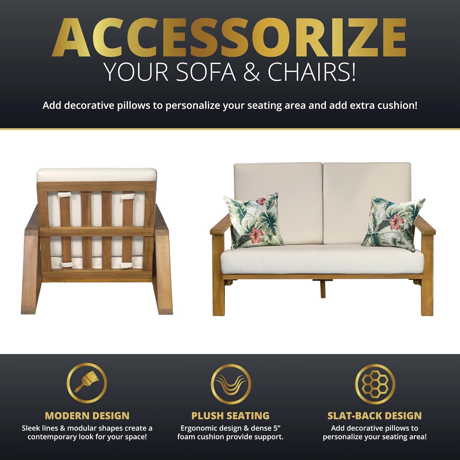 4-Piece Deep Seating Teak Pati - Outdoor Furniture Loveseat recension och pris