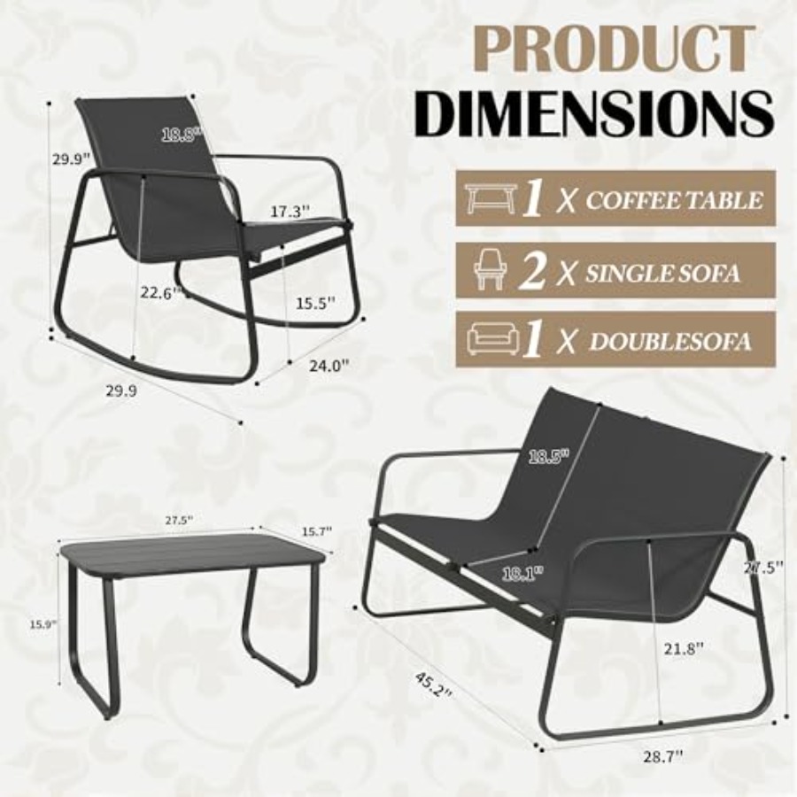 GEONKAI 4 Piece Patio Furnitur - Outdoor Furniture Set recension och pris