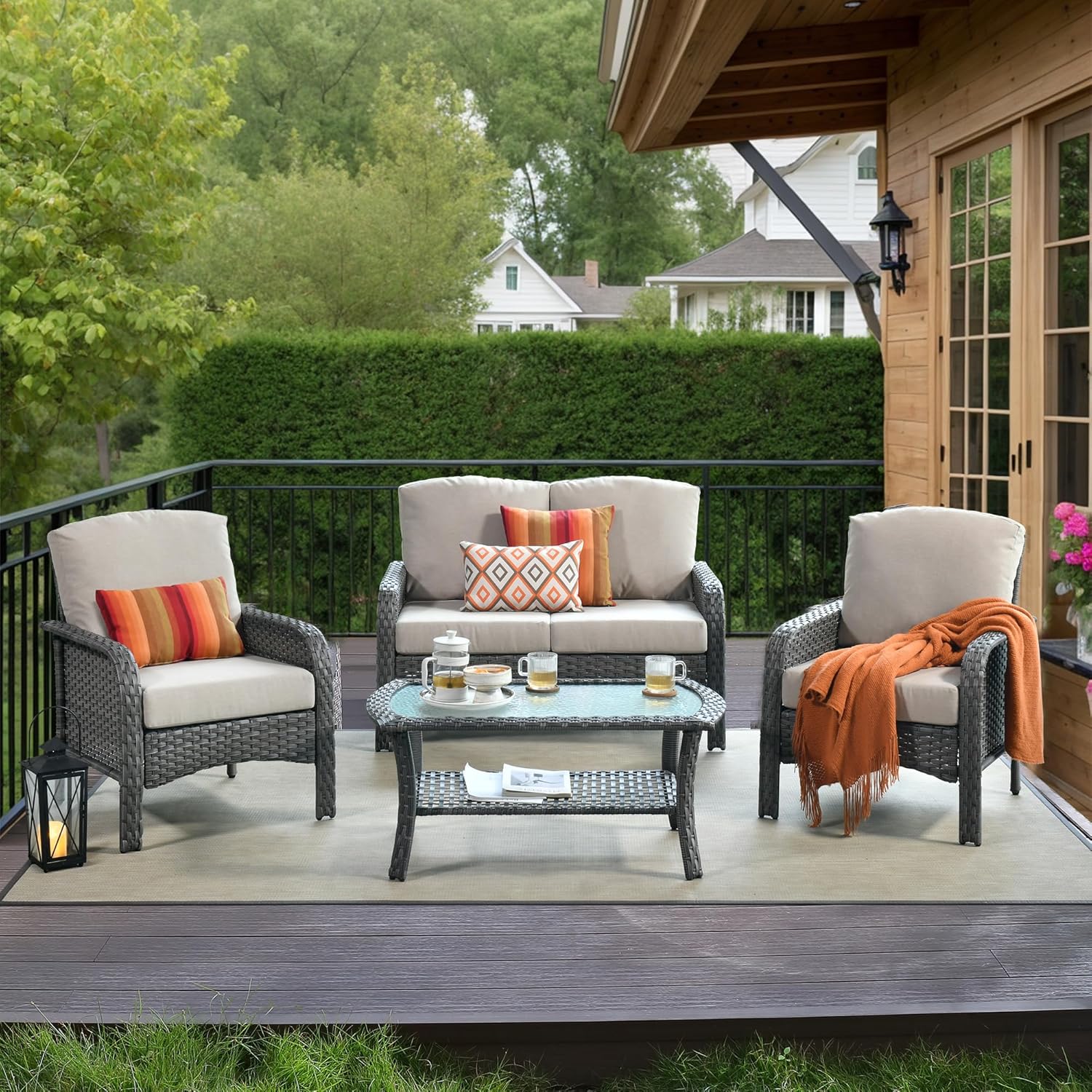 Patio Furniture Set,4 Pieces O - Outdoor Furniture Loveseat recension och pris
