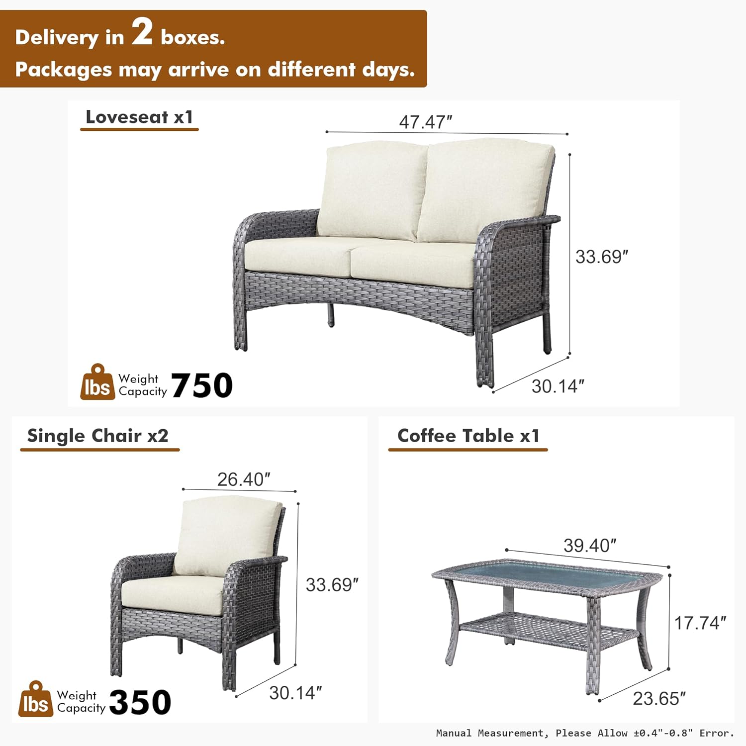 Patio Furniture Set,4 Pieces O - Outdoor Furniture Loveseat recension och pris