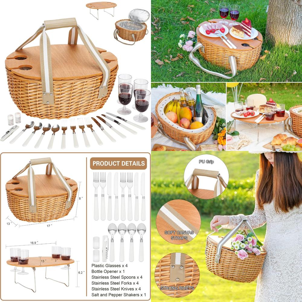 stboo picnic basket for 4, ins - Folding Picnic Table recension och pris