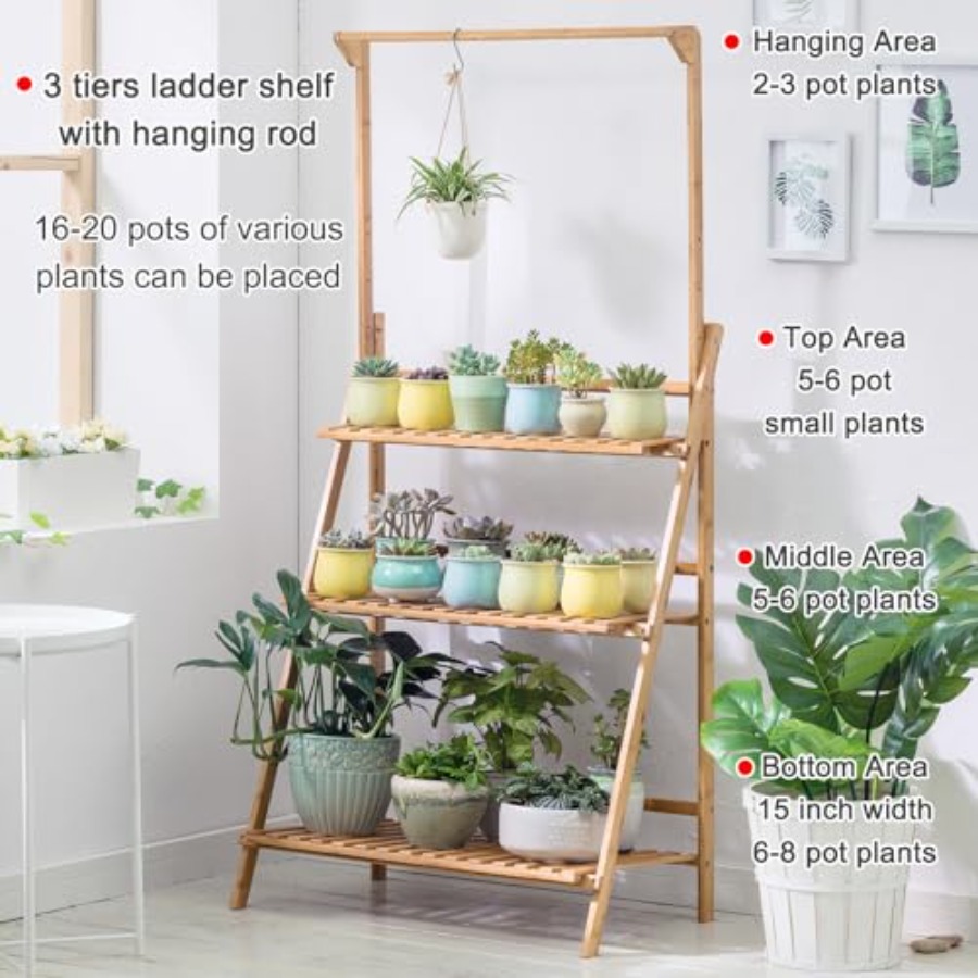 Bamboo 3-Tier Hanging Plant St - Outdoor Furniture Luxury recension och pris