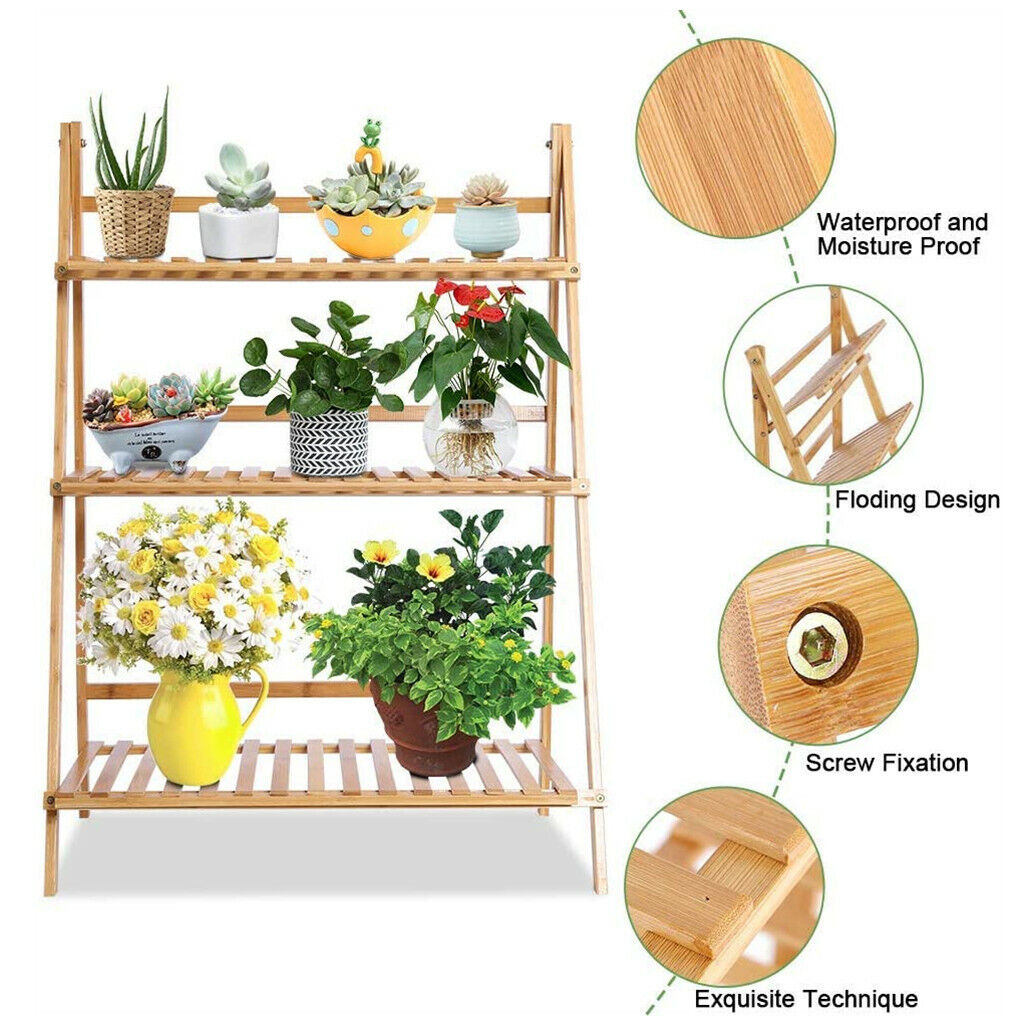 3 TiersBamboo Ladder Plant Sta - Outdoor Furniture Luxury recension och pris