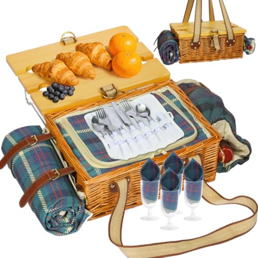 Picnic Basket for 4 with Foldi - Folding Picnic Table recension och pris