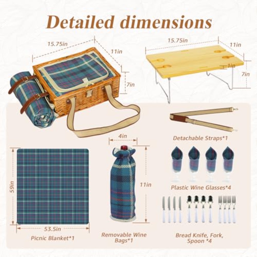 Picnic Basket for 4 with Foldi - Folding Picnic Table recension och pris